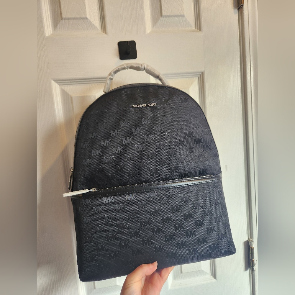 Michael Kors Sheila Large Woven Logo Nylon Backpack